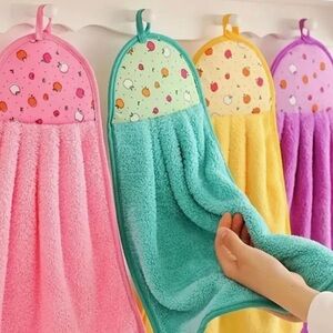 3pcs Hangable Super Soft Microfiber Kitchen Hand Towels, 11x14.9in, Absorbent